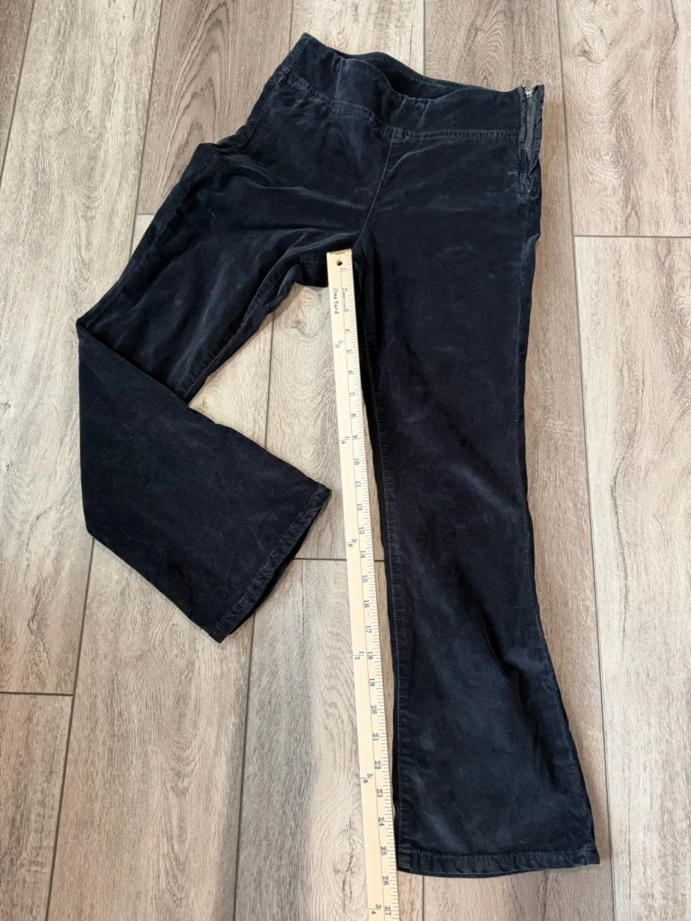 Free People Black Corduroy Pants with Side Zip - Slim Flare Fit